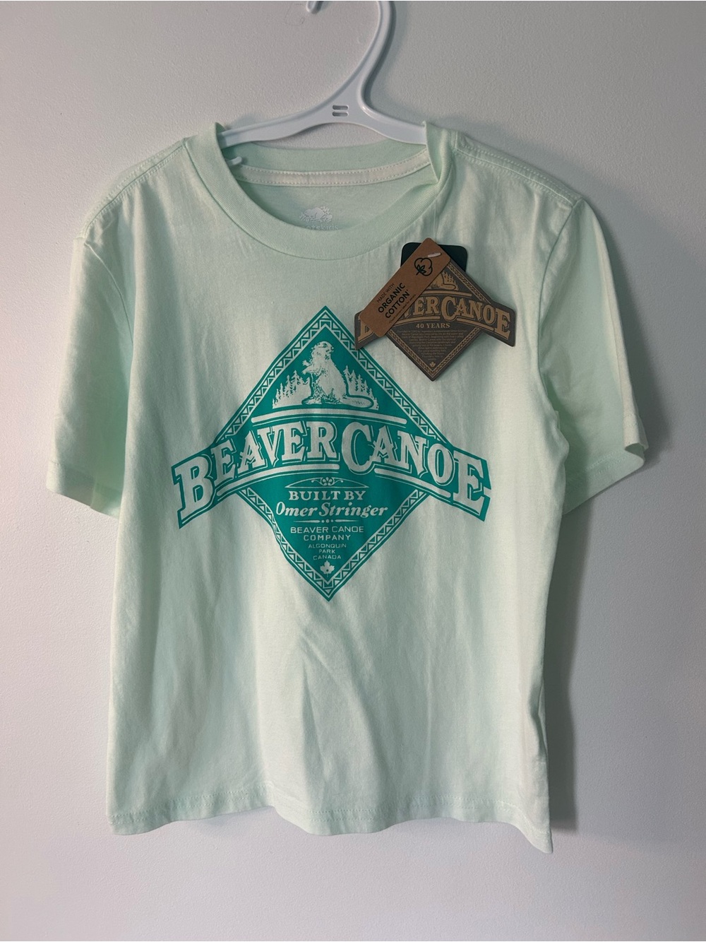 Roots Beaver Canoe Kids Graphic Tee in Turquoise Mist NWT